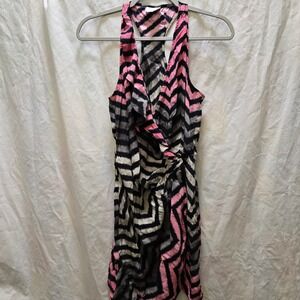 Vintage Y2K Parker Silk Chevron Print Racerback Wrap Dress Women's XS‎